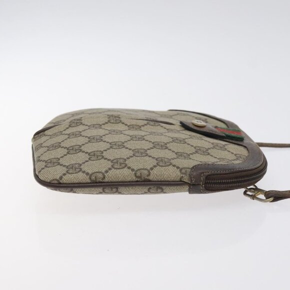 GUCCI GG Supreme Web Sherry Line Shoulder Bag PVC Beige Auth - Picture 5 of 16